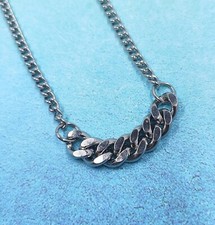 26 In Titanium Steel Chain Necklace with Cuban Chain Link Pendant 2 in Extender