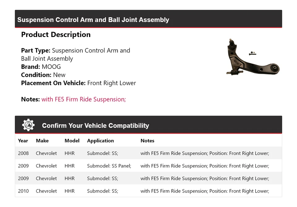 Braço de controle Chevrolet HHR 2008-2010 conjunto esférico dianteiro direito inferior - Imagem 2 de 4