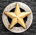 WESTERN SADDLE HORSE TACK ANTIQUE GOLD ENGRAVED RANGER STAR CONCHO screw back