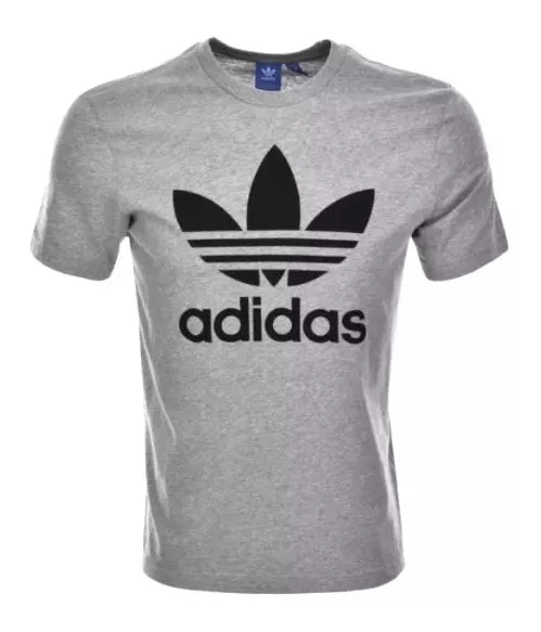 New Mens Authentic Adidas Originals Trefoil Logo T shirt Grey Short Sleeve M