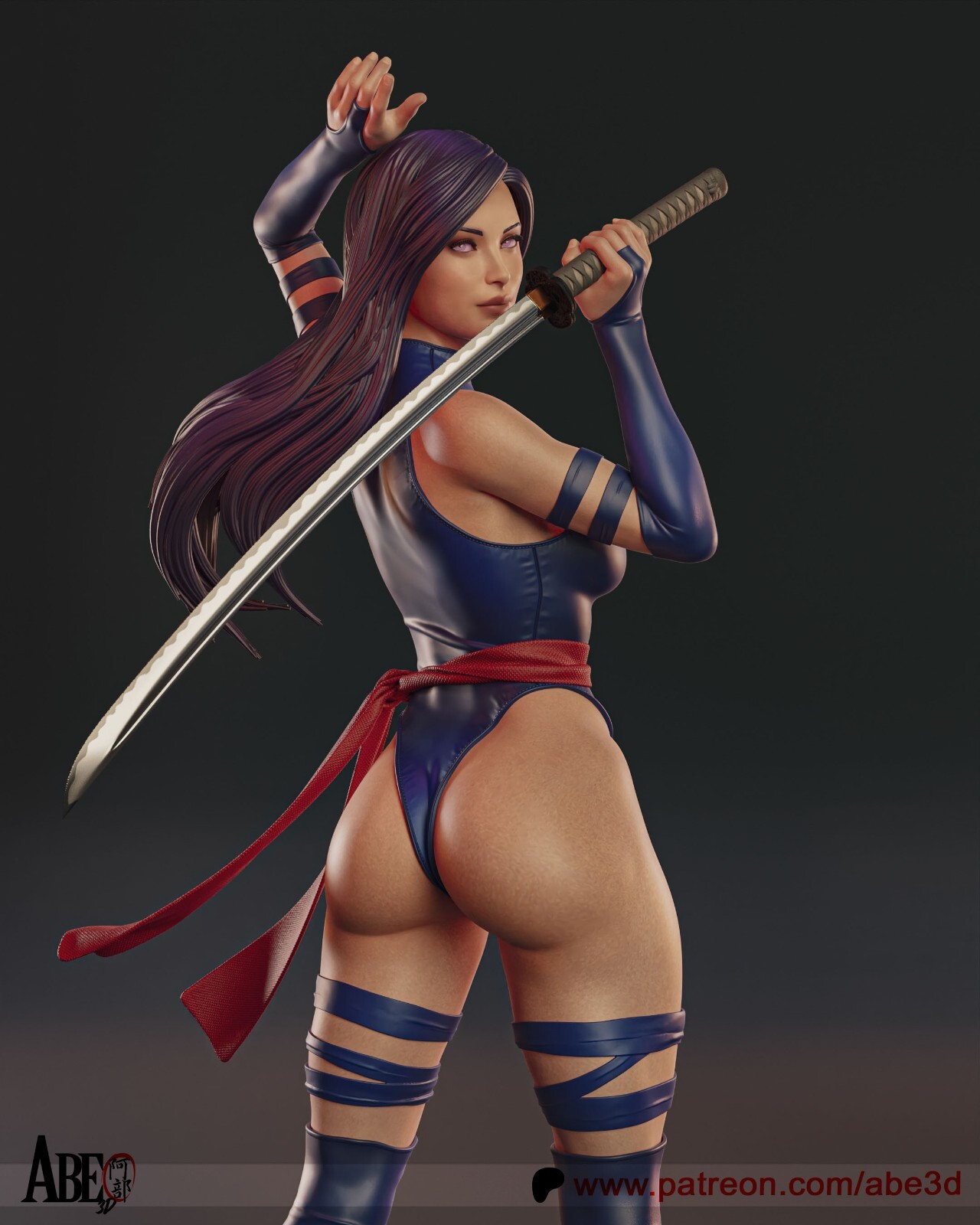 PSYLOCKE, X-MEN, 1/4-1/24, FIGURA, SIN PINTAR, IMPRESIÓN 3D, ESTATUA, ABE3D, MFW