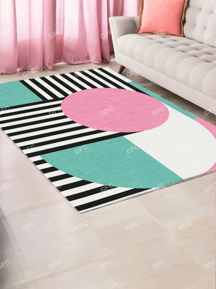 Baby pink&blue 8x10 Area Tufted rug woolen Area Rug Hand tufted Rug For Any Room - Image 2 of 4