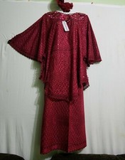 Women Clothing African Poncho Skirt Suit Free Size burgundy