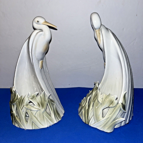 Pair White Porcelain Crane Egret 8 Inch Candle Holders Fitz & Floyd Vintage 1981 - Picture 2 of 14