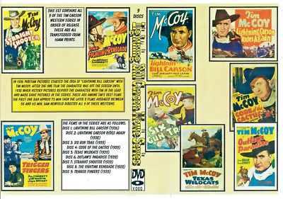 ''LIGHTNIN' BILL CARSON''  WESTERN MOVIE SERIES 1936-39 ON 9 DISCS TIM MCCOY STARS