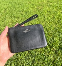 Coach F54626 Crossgrain Leather Corner Zip Wristlet Black for sale