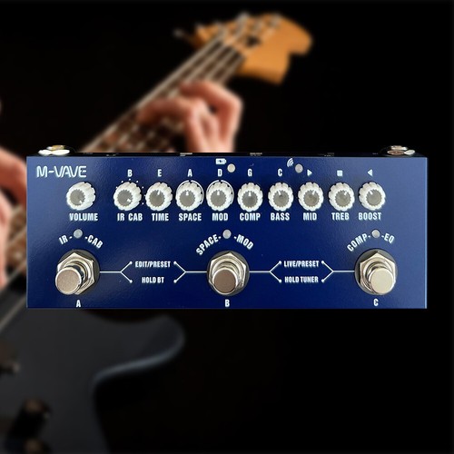 MVAVE Electric Bass Multi Effects Pedal 8 IR 9 Preamp Reverse Tuner