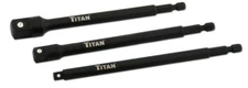 Titan 12086 3pc 6" Long Impact Hex Shank to Square Drive Socket Adapter Set
