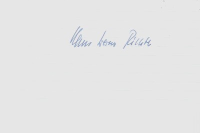 Hans Werner Richter, Signatur Autogramm auf Karteikarte