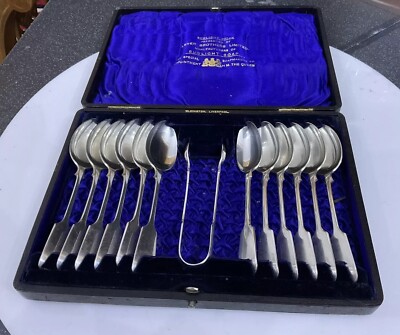 Elkington Co E&Co Fiddle Silver Plate Teaspoons Sugar Nips Set  Cutlery UK - Main Image