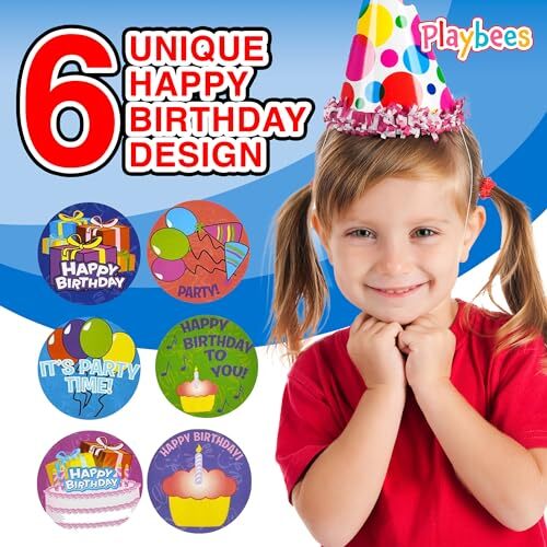 Roll 3 Rolls of 100 Stickers Cool and Fun Happy Happy Birthday