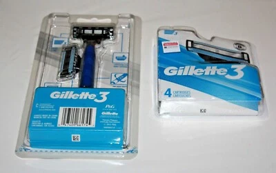 Gillette 3 Men's Razor with Aqua-Grip Handle and 2 Cartridges + 4 Extra - Image 1 of 2
