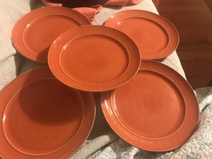 Set Of 5 Pottery Barn Cambria Persimmon Dinner Plates Ebay