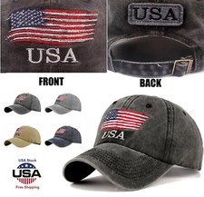 Embroidered USA Flag Hat Washed American Flag Baseball Cap Men Women Teens USA