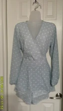  romper women's Large L  new one piece blue and white 