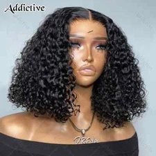 Deep Wave Short Bob 13x6 Lace Frontal Human Hair Wigs Water Wave 5x5 Closure Wig