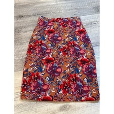 Maeve by Anthropologie Floral Pencil Skirt XXS Red Blue Orange Textured
