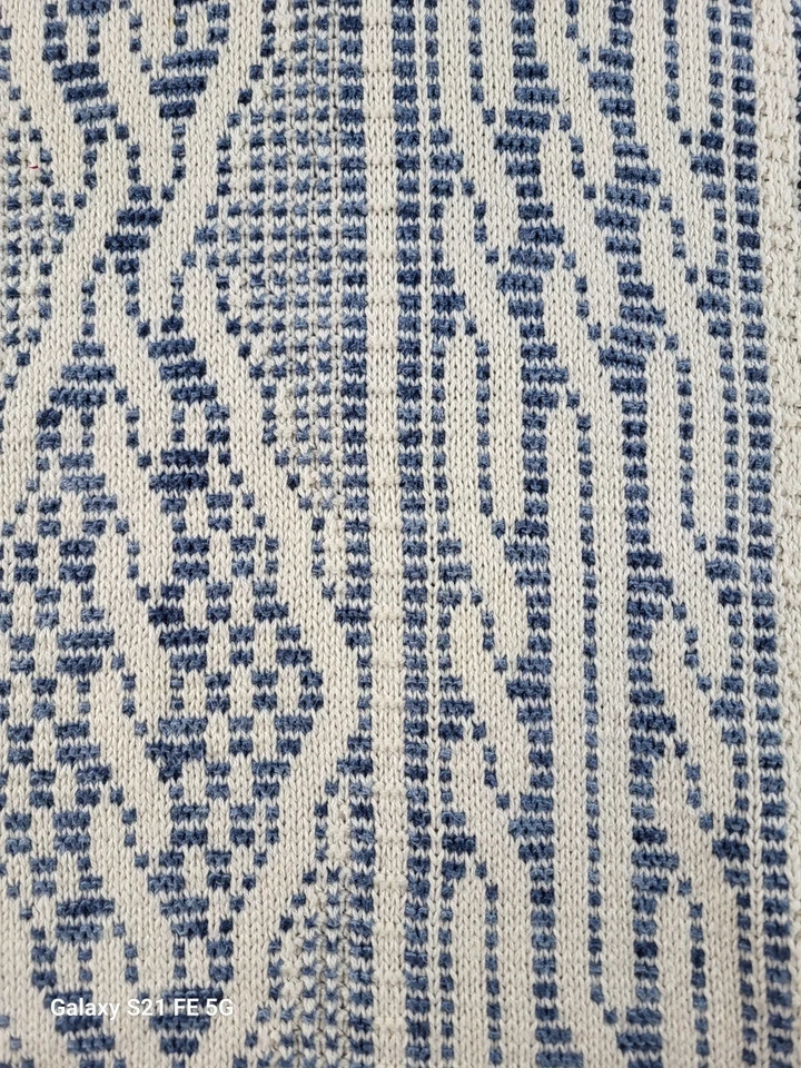 Suéter de Colección Años 90 Jantzen Cuello Redondo Para Hombres XL Azul/Blanco Patrón de Cable Acrílico EE. UU. Foto 4 de 4