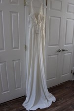 David’s Bridal Wedding Dress Ivory Size 4 Tank Sheath Beaded