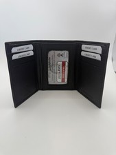 Men  s Black RFID Leather Trifold Wallet ID Window Credit Card Holder Genuine Lea