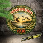 Winchester Hunting Scene Vintage 8x8 Round Metal Tin Sign Wall Art