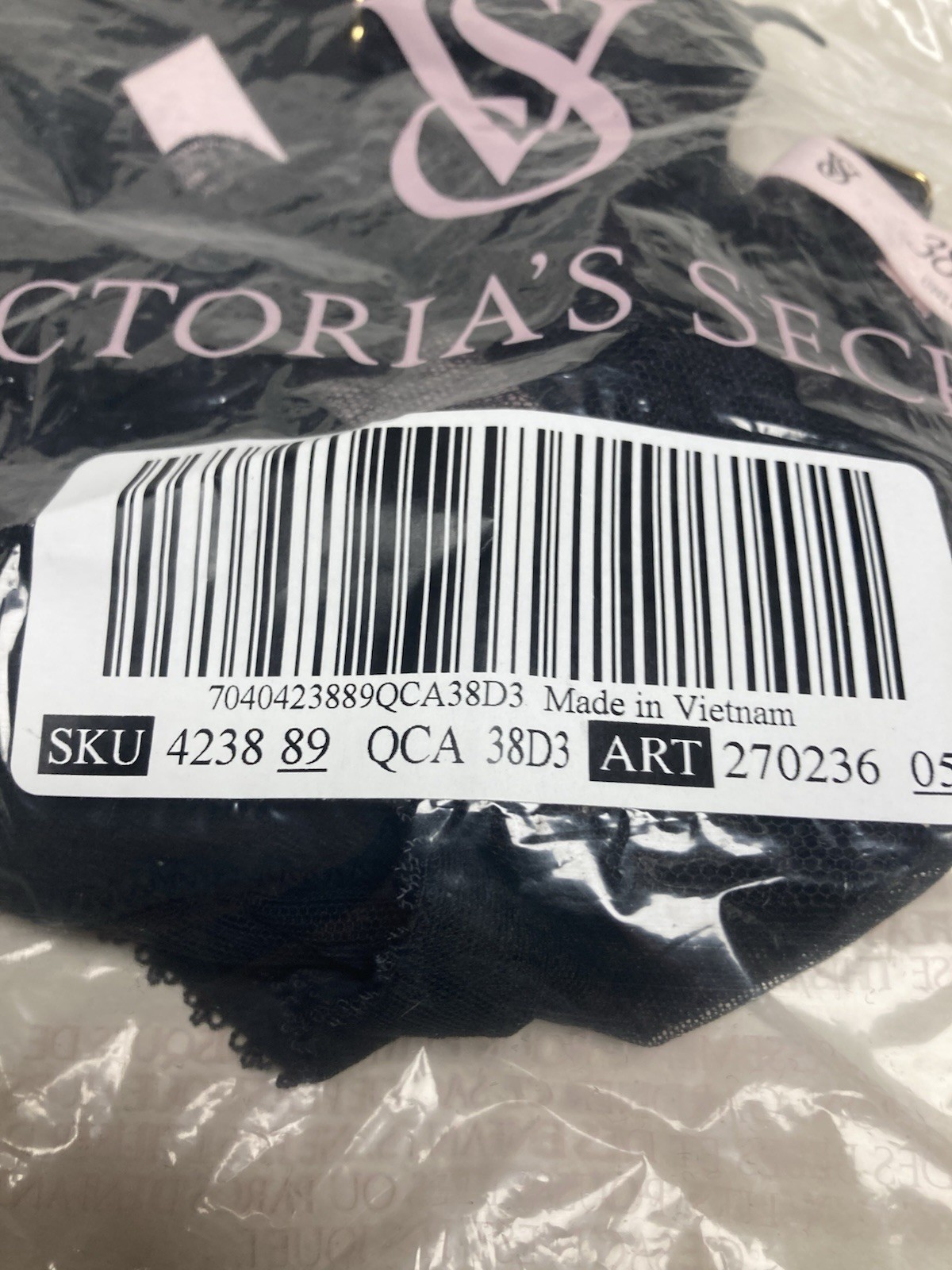 Victoria's Secret Unlined Black Lace/Mesh Bra Size 38 DDD