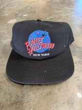 Vintage 90 s Planet Hollywood New York Snapback Hat Black Made In USA RARE