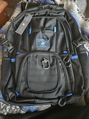 Beverly Hills Polo Club Backpack Black With Blue Highlights. New.   BHPC