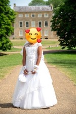 Custom Holy Communion Dress Bundle 8 Years White Flower Girl Full Set Worn Once