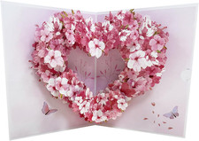 3D Pop up Card, Elegant Cherry Blossom Heart Flower Greeting Card for Mothers Da