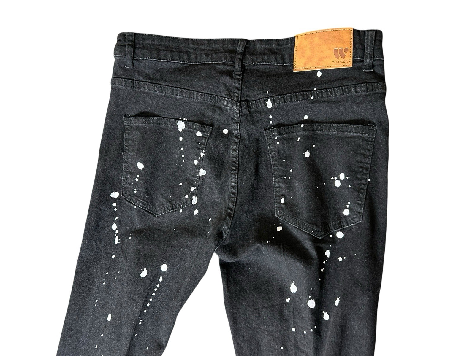 Waimea Distressed Patchwork Paint Splatter Jeans … - image 4