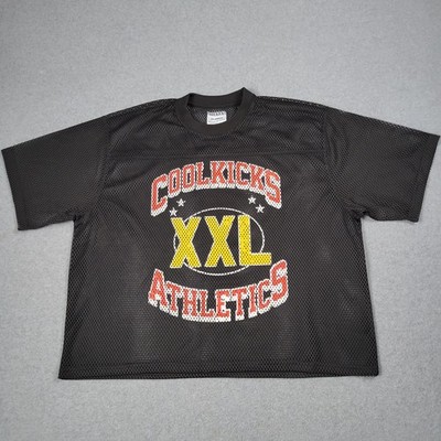 Cool Kicks Jersey Men XL Black Mesh Football Boxy Big Logo Arch Spell Out USA