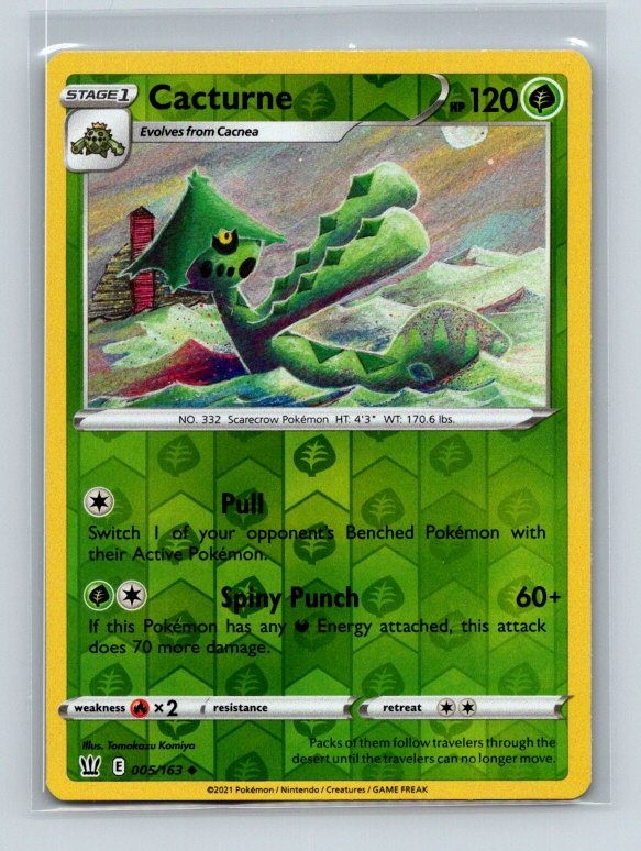 Cacturne 005/163 Uncommon SWSH05: Battle Styles Pokemon Reverse Holo Near Mint