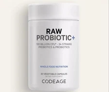 Raw Probiotic+, 100 Billion CFU, 30 Vegetable Capsules