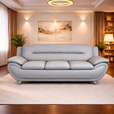 Modern Faux Leather Sofa Contemporary Living Room Furniture with Plush Cushions