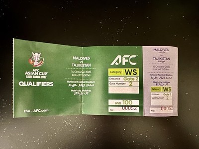 Sammler Used Ticket AFC Asian Cup Qualifiers Maldives vs. Tajikistan 14.10.2025
