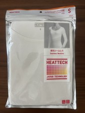 NEW Uniqlo S/XS Heattech White Scoop Neck Long Sleeve T Shirt Top