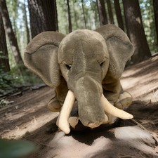 FAO Schwarz Grey African Elephant Plush Realistic Stuffed Animal Large 22 Toy