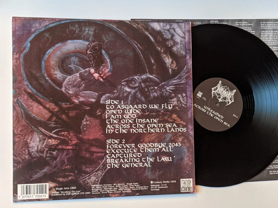 UNLEASHED - Across the Open Sea LP 1993 , Orig. Vinyl First Press ++ DEATH METAL - Bild 2 von 4