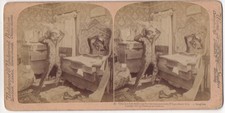 Vintage Stereofoto 18x9 cm: makijaż na maskaradę (1901)