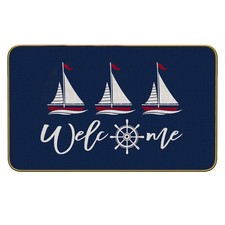 Nautical Door Mat Boat Rug for Floor Welcome Boat Sailboat Doormat Nautical O...