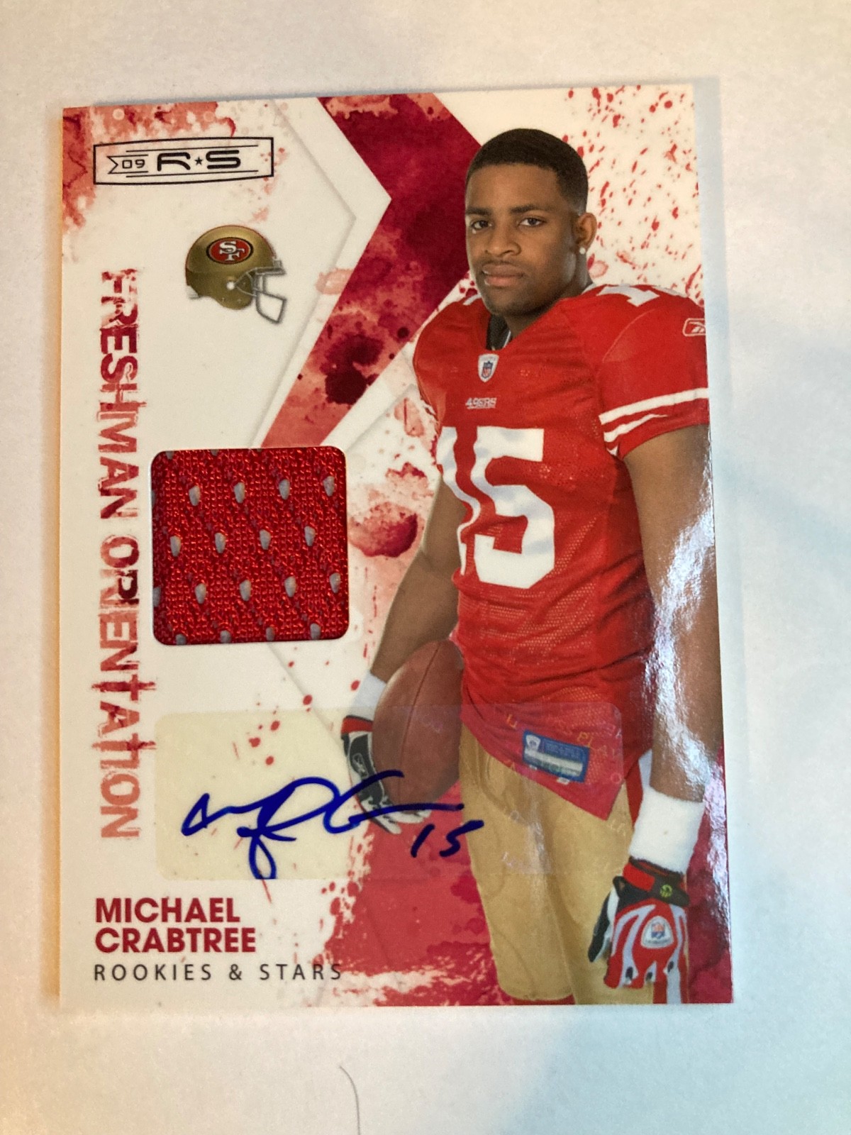 Michael Crabtree Donruss Rookies & Stars Freshman Orientation Jersey #27 Autograph