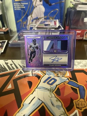 2023 Obsidian Rookie Jersey Ink Tyjae Spears #RJI-TSP /30 Purple Flood FOTL Auto