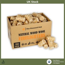 Natural Wood Wool Fire Lighters 10 Min Burn Time, 100 Pack 2.00 per lighter