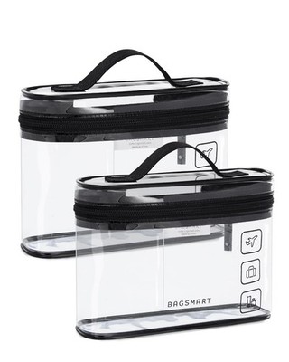 BAGSMART TSA Klar Kulturbeutel 2er Pack PVC Make-up Kosmetiktasche Organizer Quart