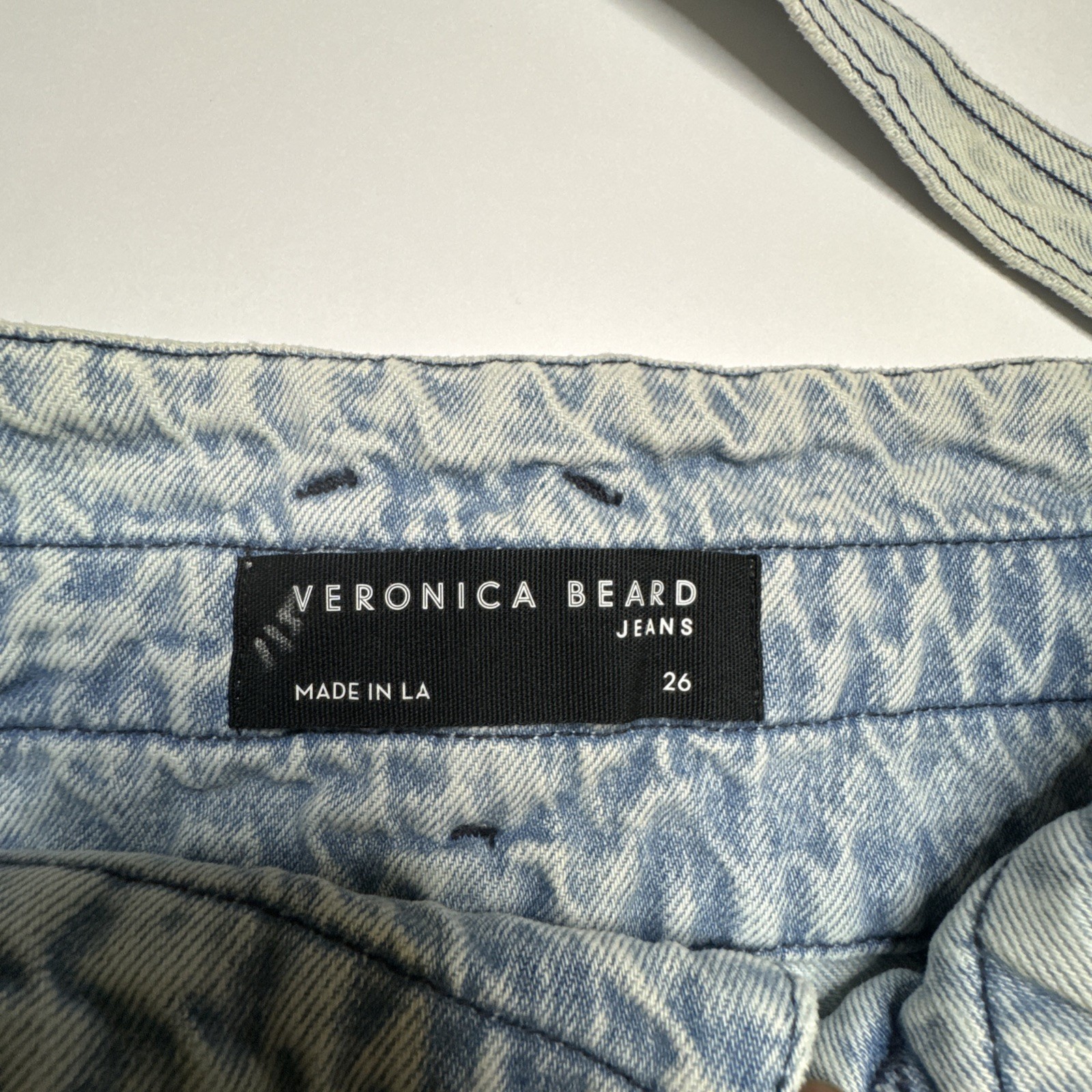 Veronica Beard Jeans Sky High Rise Self Tie Denim Shorts Light Wash 26 image 4