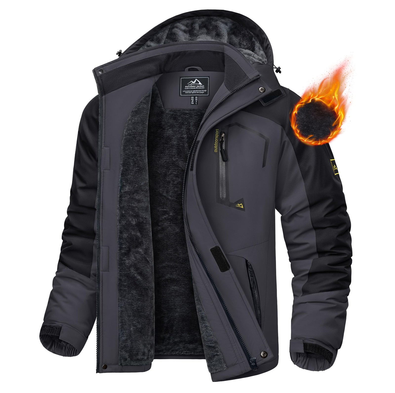 Men's Waterproof Ski Jacket Winter Warm Jackets Snow Thermal Fleece Work Coat US