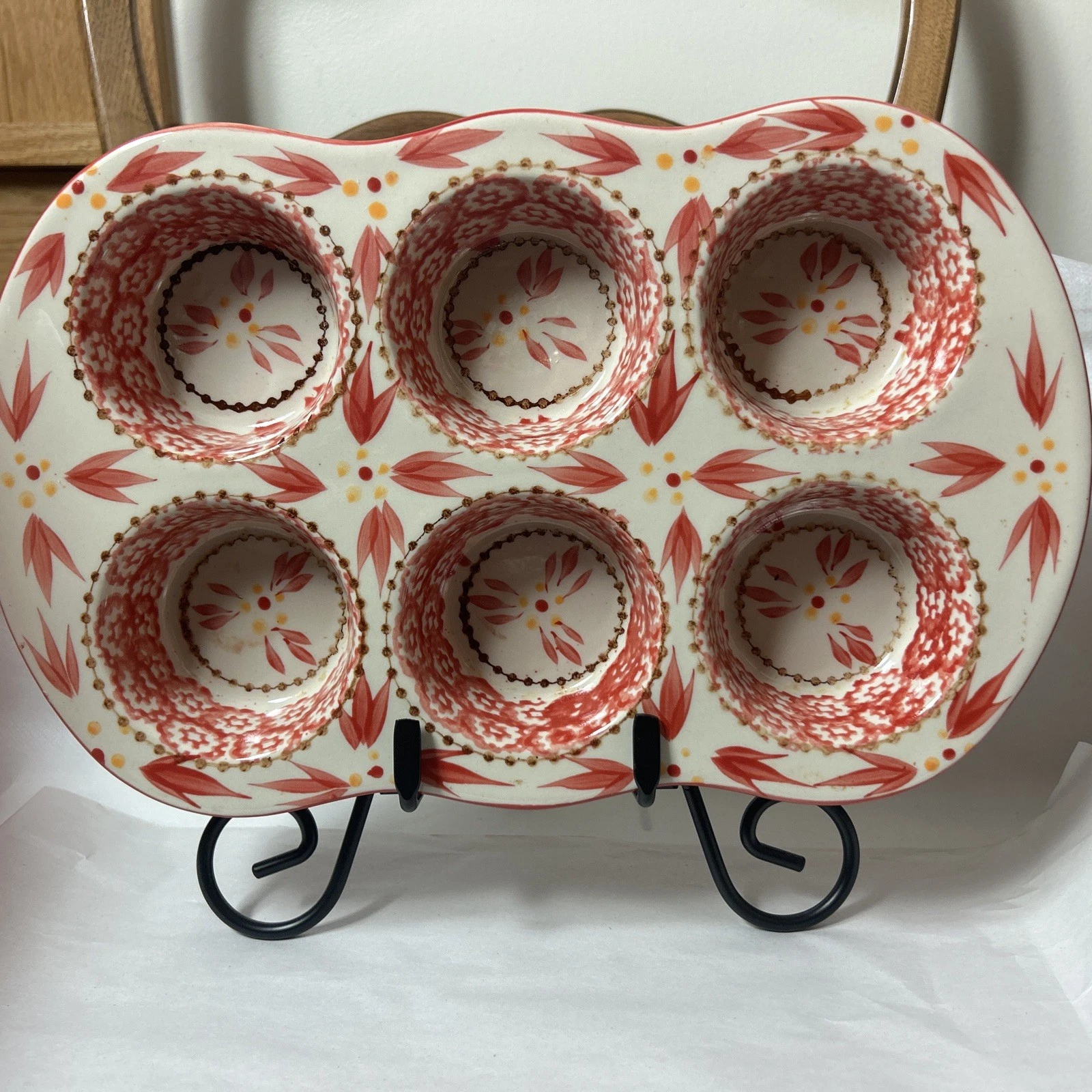 Temptations by Tara Old World Ceramic 6 Cupcake Muffin Pan