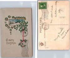 Merry Christmas Holly Garland Postcard