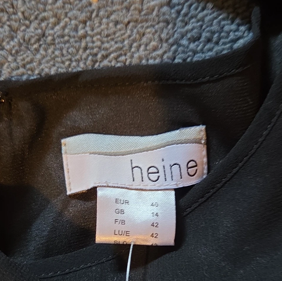 heine Damen Abendkleid kurz Schwarz Pailletten Langarm Rundhals Gr. 40 - Bild 2 von 2